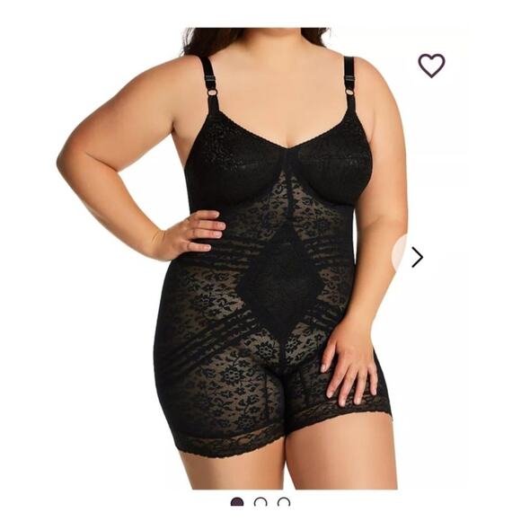 NWT Rago Plus Sz 48C Black Lacette Long Leg Body Briefer Shapewear Light Control - Picture 1 of 10